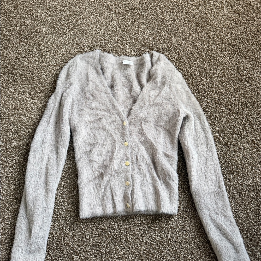 Abercrombie & Fitch Taupe Fuzzy Cardigan